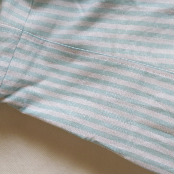 NEW Gap women's linen cotton blend aqua striped fit & flare dress size 0 - Picture 8 of 11